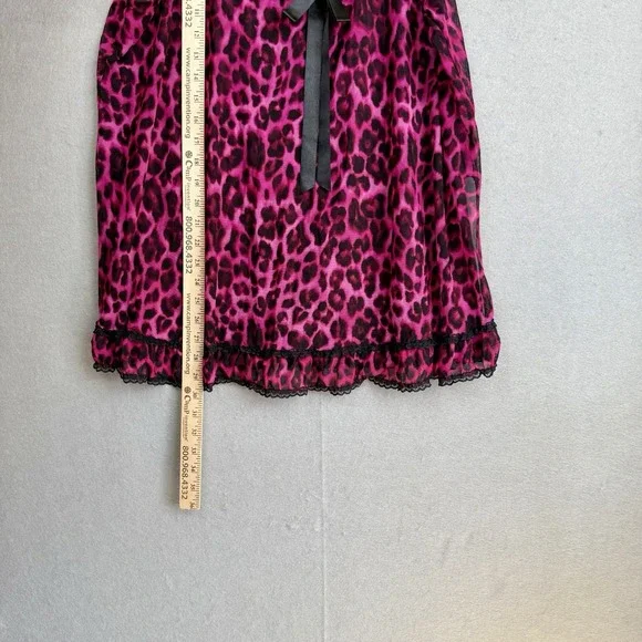 Y2K Pink and Black Leopard Cheetah Print Sheer V-Neck Tank Top GNO Grunge Sz 2X - Picture 3 of 5